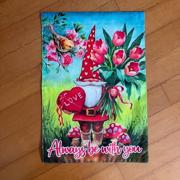 Lot of 4 Lawn‎ Flags Garden Christmas Winter St Patricks Day Love Birds Gnomes - Picture 5 of 10